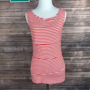 Banana Republic Red White Striped Ruffle Top M